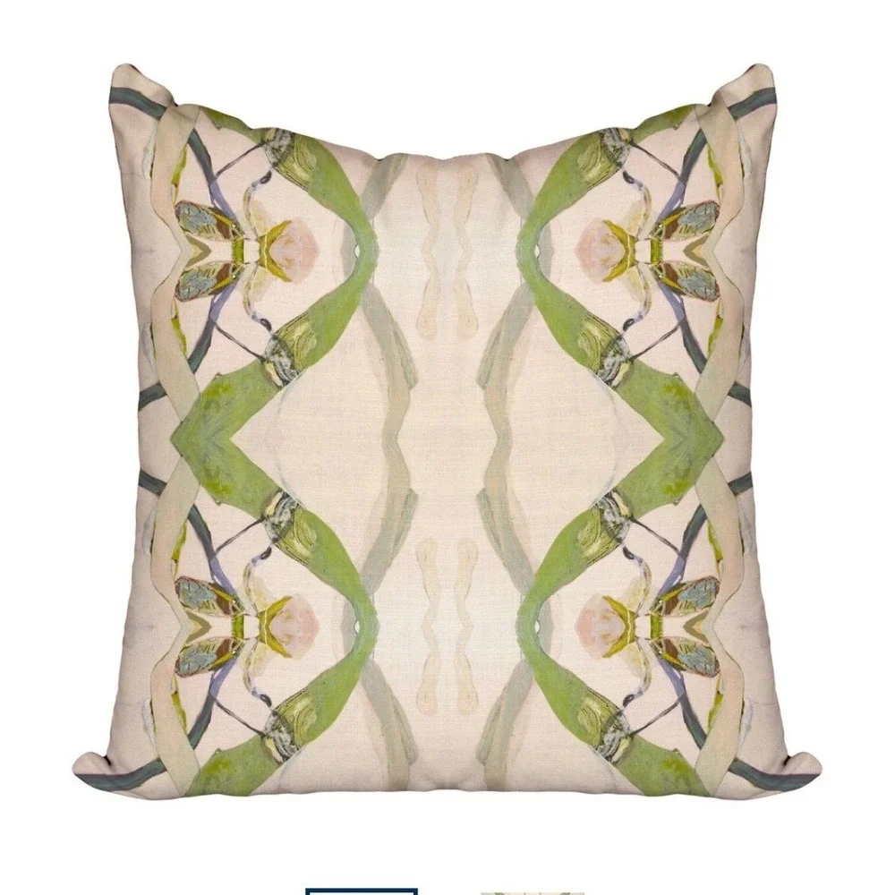 Windy O Connor‎ Green Moth Pillow Throw Accent Botanical 22x22